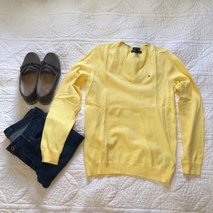 Tommy Hilfiger Yellow V-neck Sweater